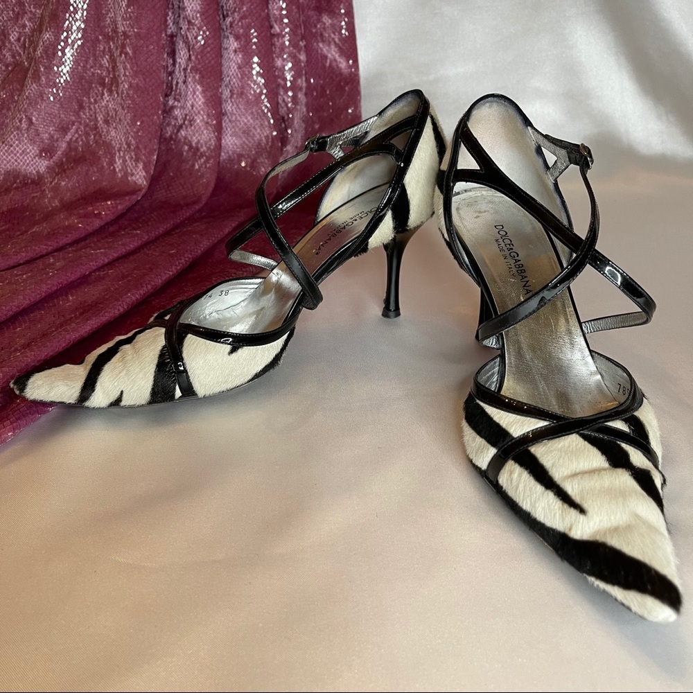 Dolce & Gabbana fur strappy heels